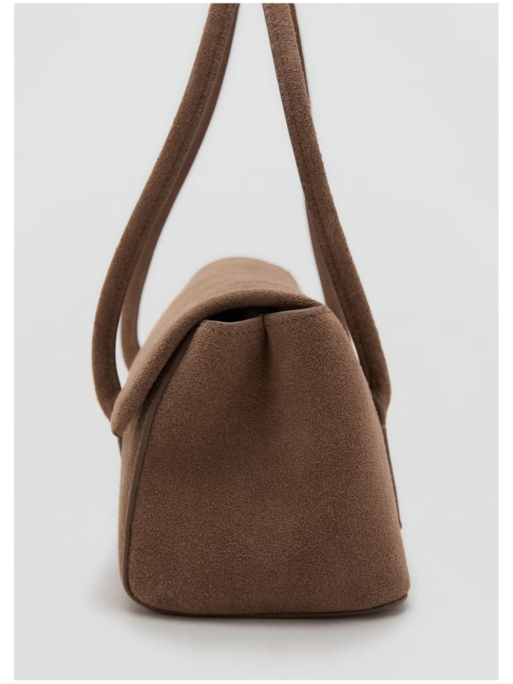 Mango 100% Suede Shoulder Bag Medium Brown Caramel NWOT - Picture 5 of 6